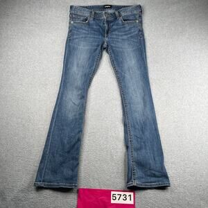 Womens Express Denim Jeans Barely Boot Low Rise Stretch Size 10R Distressed